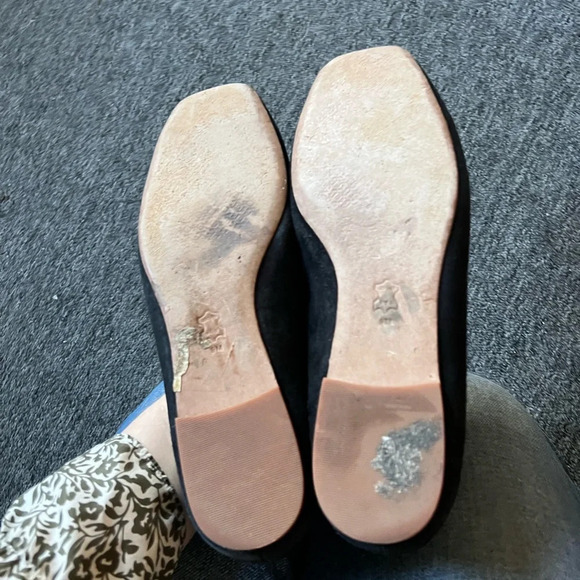 Tory Burch Georgia Black Suede Square Toe Ballet Flats with Emblem, size 9 - Picture 2 of 8